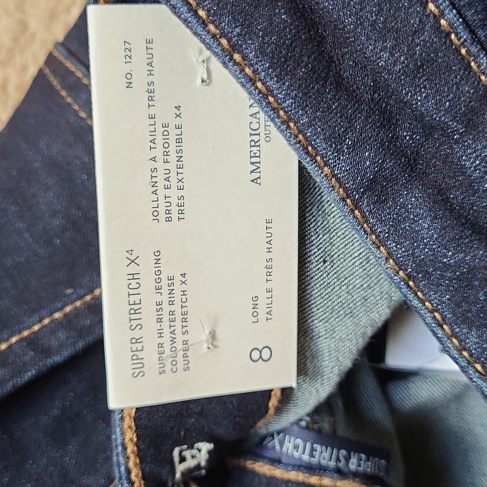 AE Super Hi-rise Jeggings In Coldwater Rinse Size 8 Long, New With Tags - Picture 4 of 8